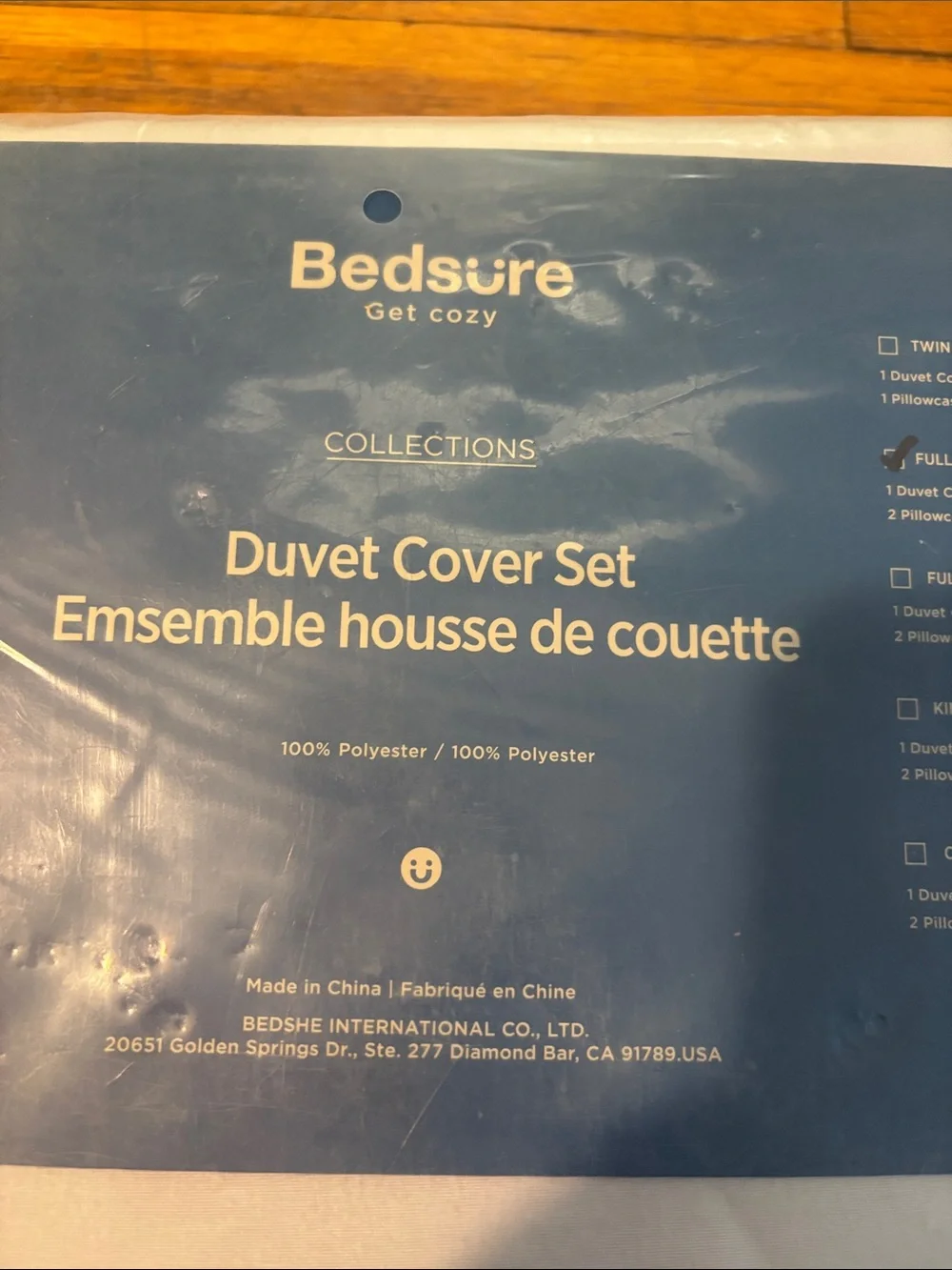 Bedsure Light Gray Duvet Cover & pillow case set - full size new
